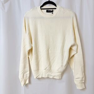 Brunette The Label Ribbed Knit Crew Sweater Cream Small Medium NWT
